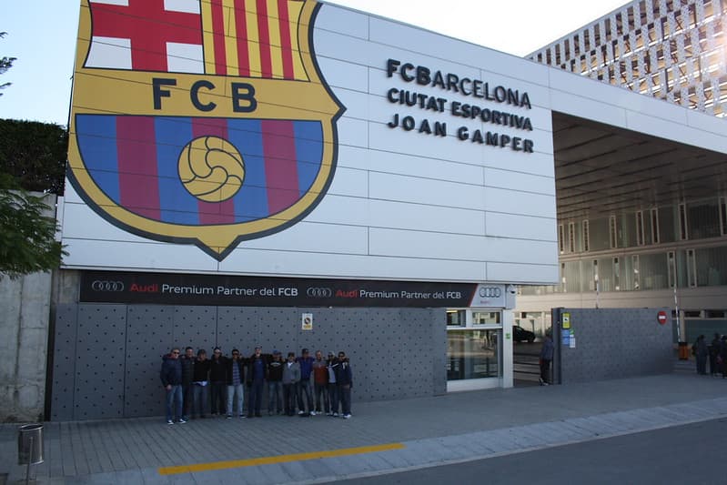 Soccer tour group visiting FC Barcelona Ciutat Esportiva Joan Gamper
